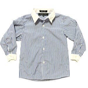 ANDREW FEZZA Long Sleeve Striped Dress Shirt in Blue White SZ 4T